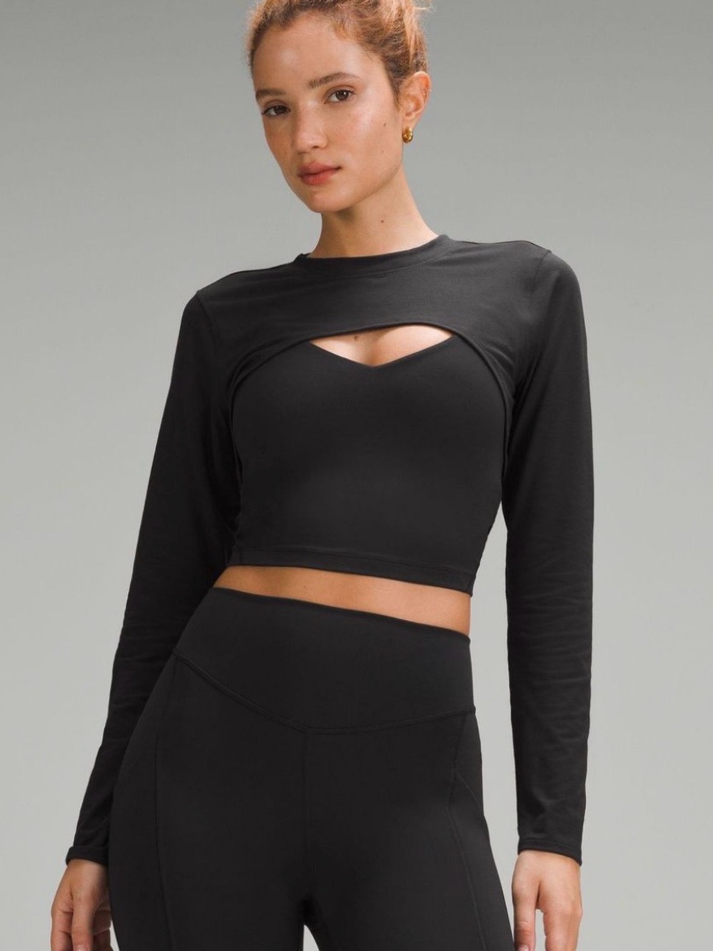 Lululemon Black Cropped Long-Sleeve Top